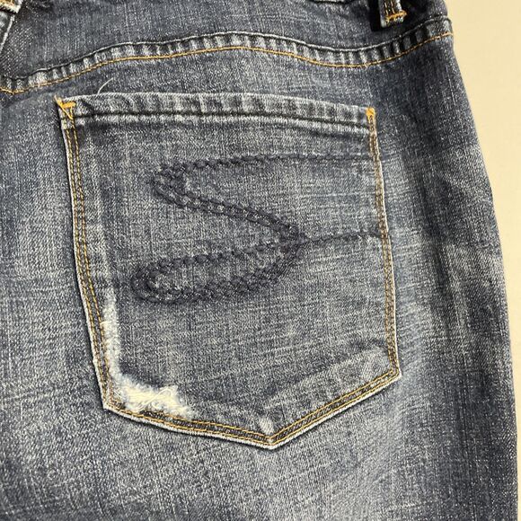 Vintage Seven7 Jeans Women’s 18 Premium Dark Wash Distressed Denim Wide Leg Y2K - Picture 8 of 16